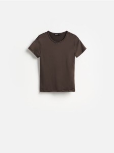 T-shirt slim fit - brązowy