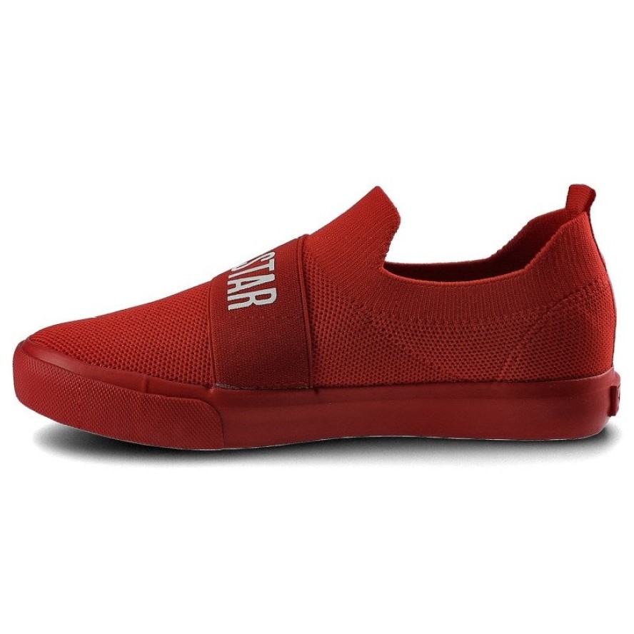 Tenisówki damskie Big Star, wsuwane na płaskiej podeszwie, czerwone, FF274220