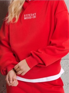 Bluza hoodie z bawełną - czerwony