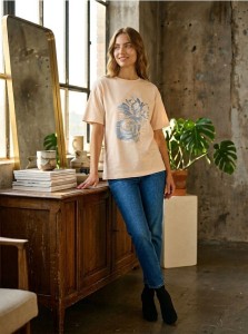 Jeansy straight mid waist - granatowy