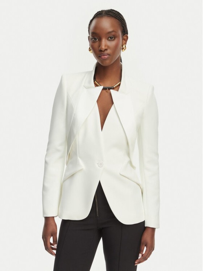 Elisabetta Franchi Marynarka GI-192-61E2-V490 Biały Regular Fit