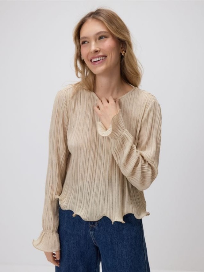 Bluzka w prążki - beżowy