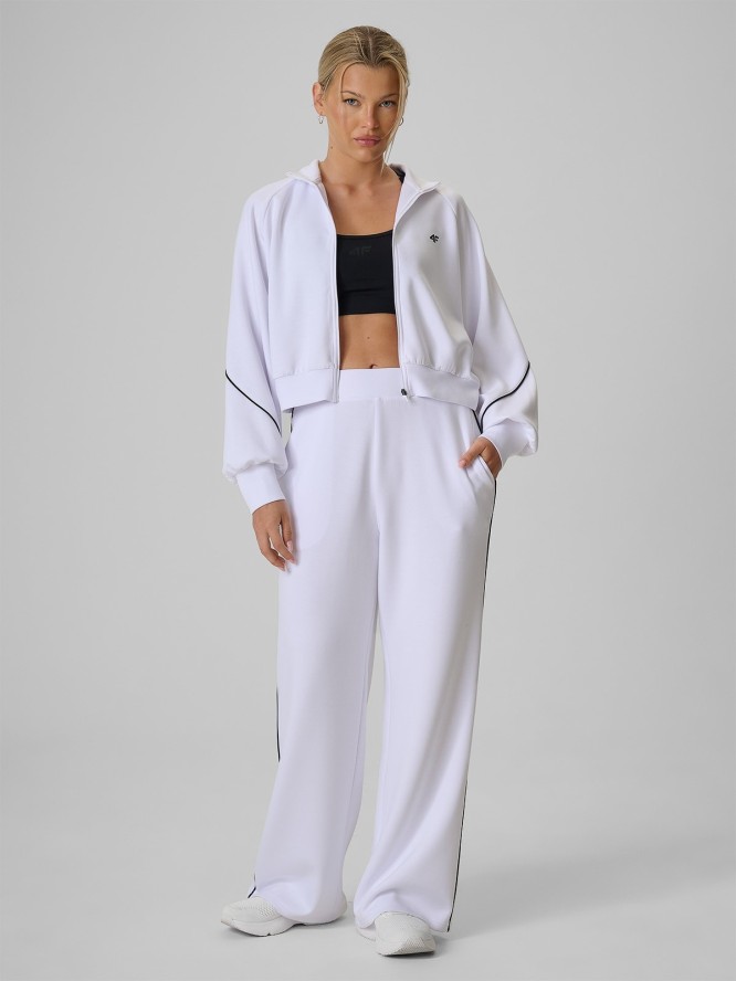 4F Bluza kibica regular bez kaptura damska - biała XL