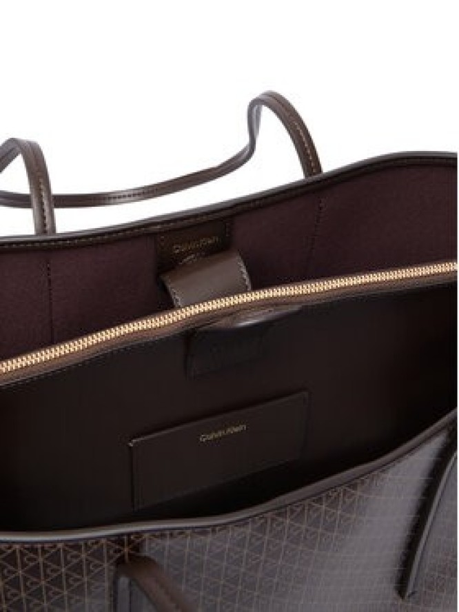 Calvin Klein Torebka Emblem Aop Medium Work Tote LV04F3786G Brązowy ciemny