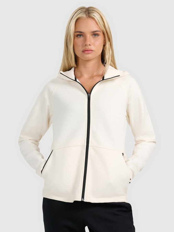 4F Bluza dresowa rozpinana z kapturem damska - biała S