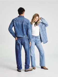 Jeansowa koszula z lyocellem - niebieski