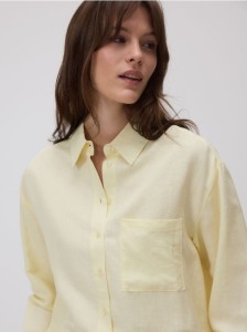 Koszula z lnem - jasnożółty