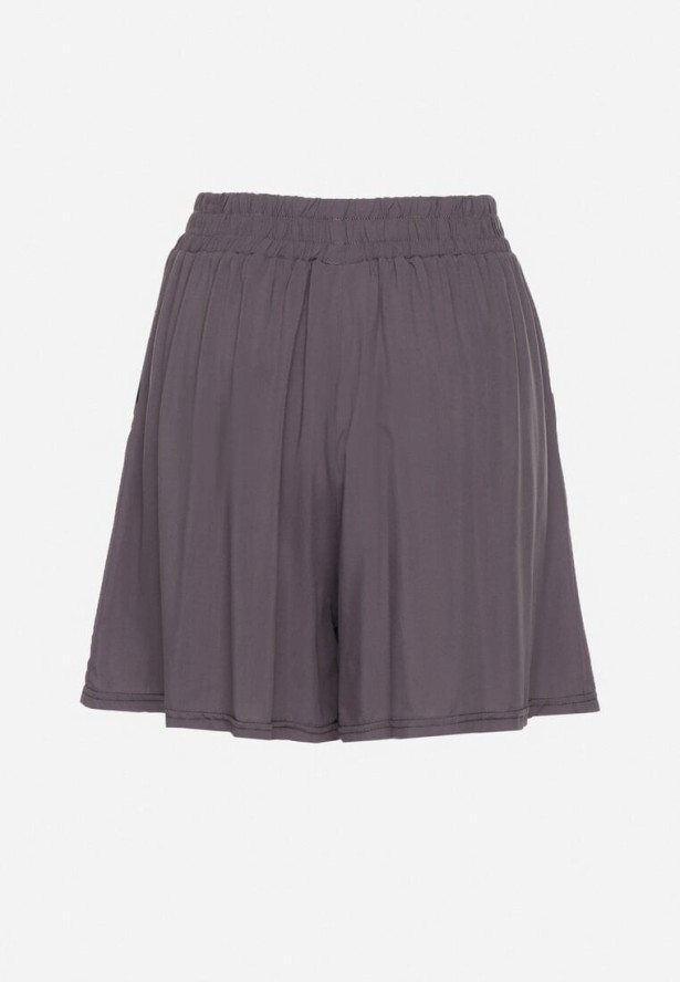 Szare Bawełniane Szorty z Wysokim Stanem i Wiązaniem Zenmio