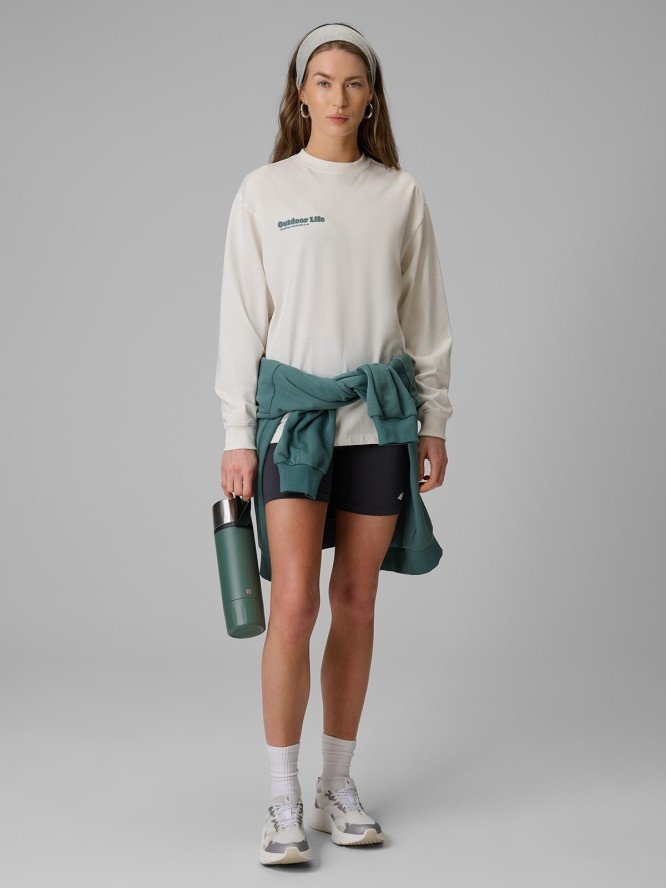 4F Longsleeve regular z nadrukiem damski - biały M