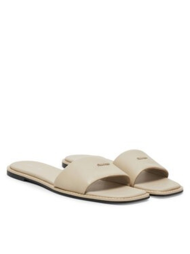 Calvin Klein Klapki Flat Sandal Square Hf Lth HW0HW02652 Beżowy