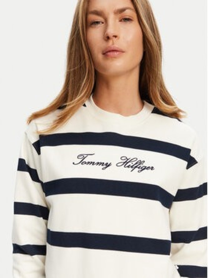 Tommy Hilfiger Bluza Script WW0WW45743 Écru Regular Fit