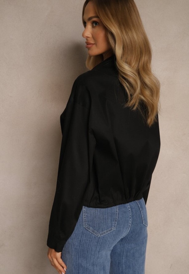 Czarna Koszula z Bawełny z Wiązaniem Calmio