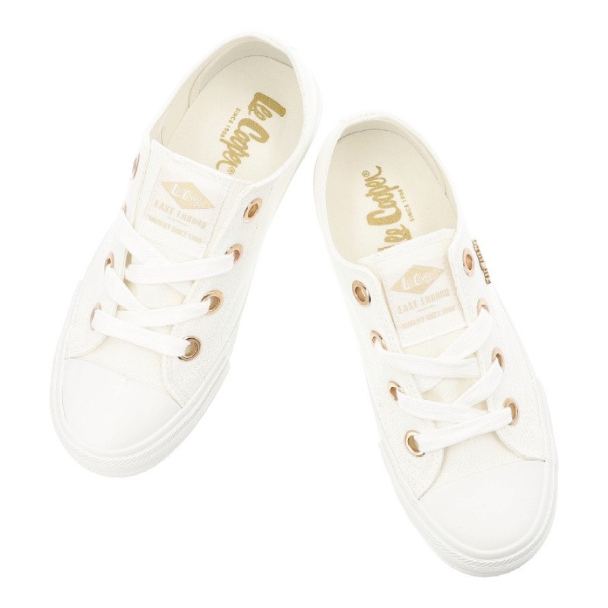 Trampki damskie Lee Cooper, cholewka z materiału tekstylnego wiązanie z przodu na płaskiej podeszwie, białe, LCW-26-02-4068L SVL-653