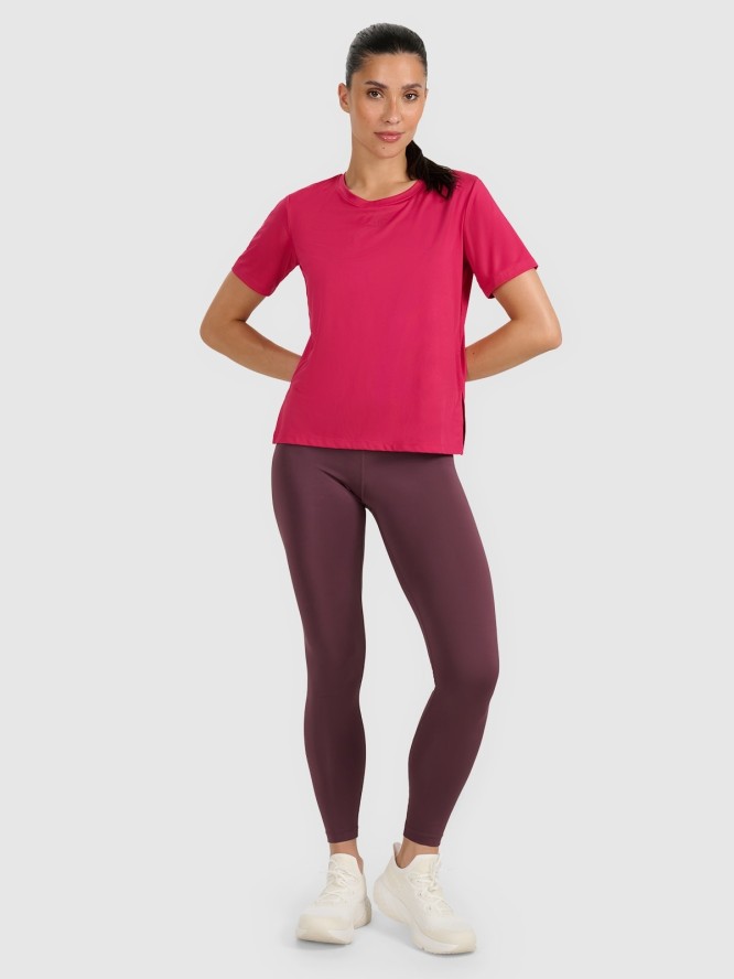 4F Koszulka treningowa regular szybkoschnąca damska - różowa XXL