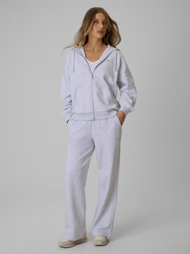 4F Bluza dresowa loose z kapturem damska - szara XS