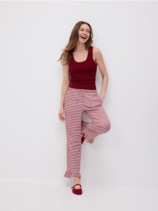 Bluzka na ramiączkach z wiskozą - karminowy