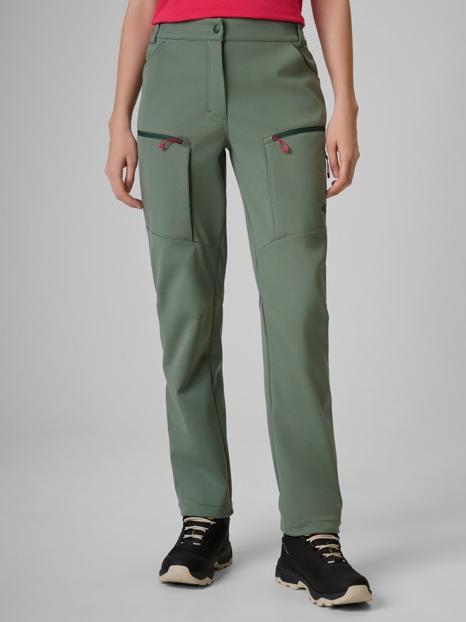 4F Spodnie trekkingowe softshell membrana 8000 damskie - khaki L