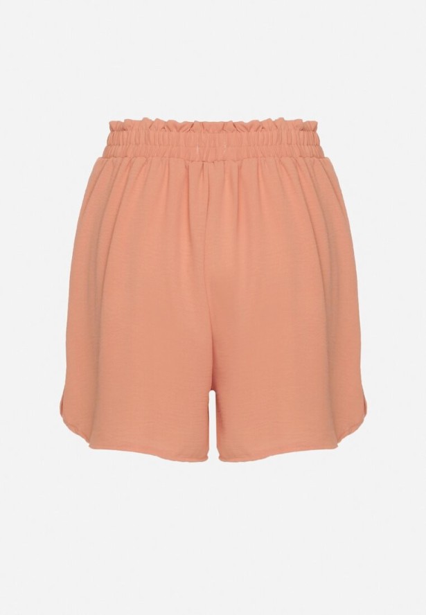 Pomarańczowe Luźne Szorty z Wysokim Stanem Mevindrae