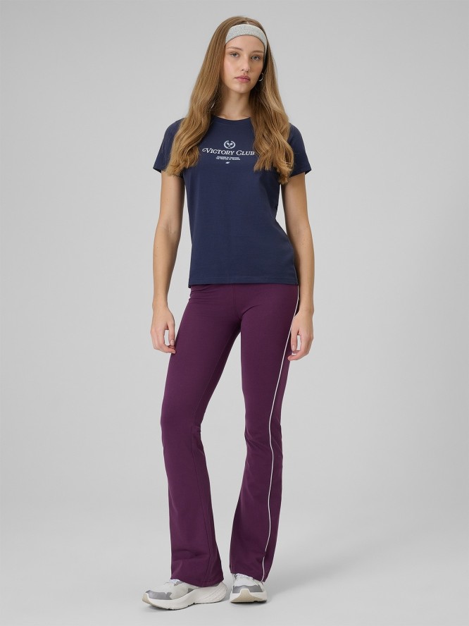 4F T-shirt regular z nadrukiem damski - granatowy XXL