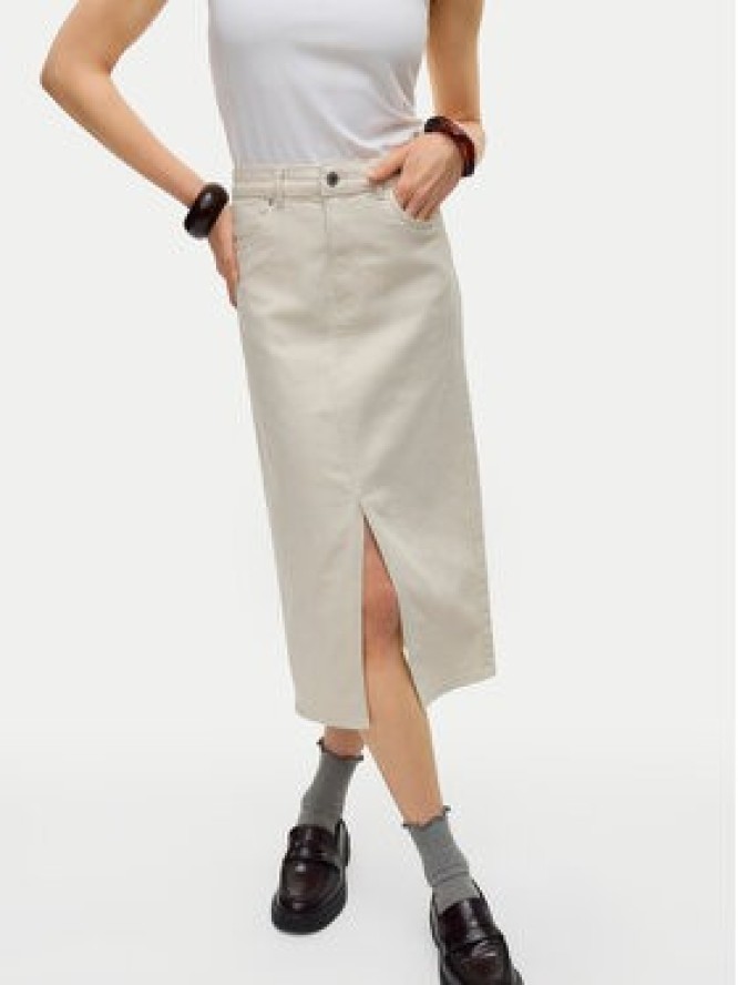 Vero Moda Spódnica jeansowa Veri 10295731 Beżowy Regular Fit