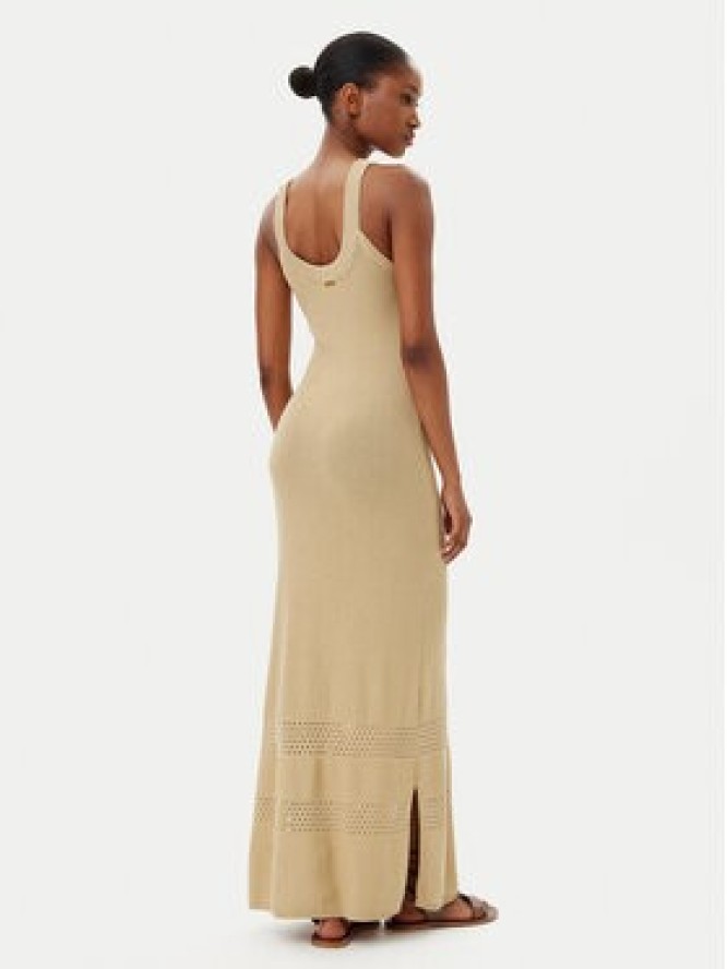 Selmark Sukienka letnia BC199 Beżowy Slim Fit