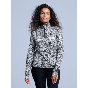 Bluza narciarska - Damska - Cabin Life - Biały/czarny