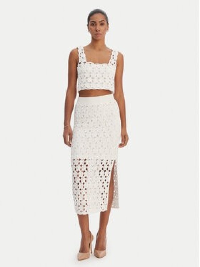 Fracomina Spódnica midi FR26SG4008K488R6 Écru Slim Fit