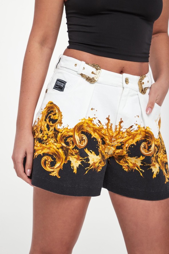 Szorty damskie jeansowe z klamrami VERSACE JEANS COUTURE