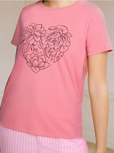 Bawełniana koszulka z nadrukiem - różowy