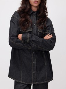 Jeansowa koszula oversize - szary