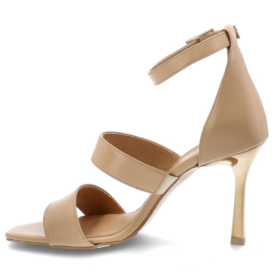 Beżowe Sandały Karino Stylowe Obuwie Damskie Na Szpilce