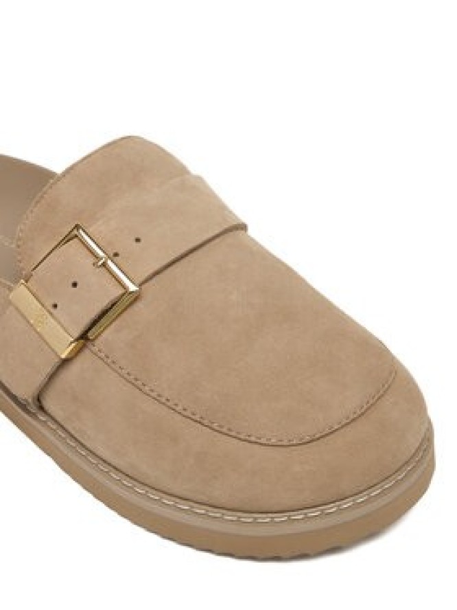 Tommy Hilfiger Klapki Th Buckle Fur Suede Mule FW0FW09083 Beżowy