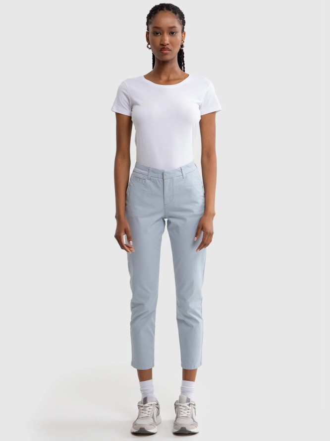 Spodnie damskie chinosy slim niebieskie Riana 400