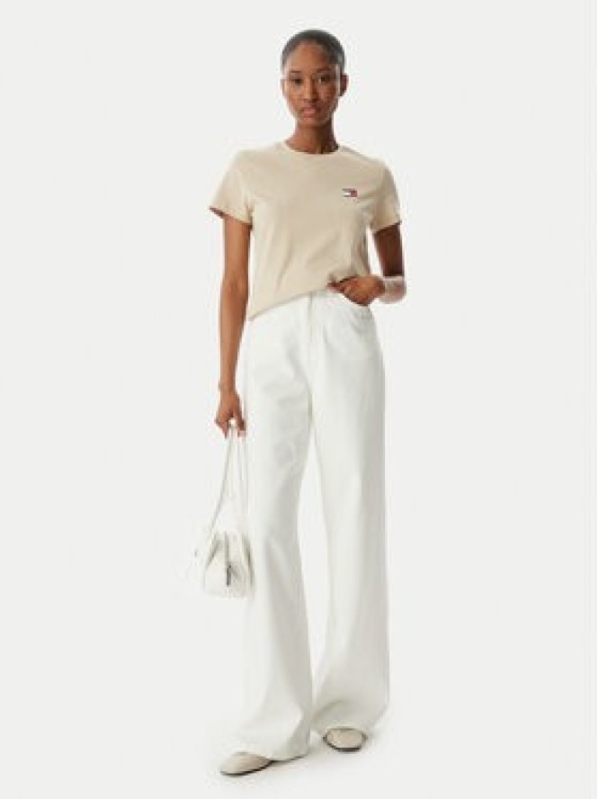 Tommy Jeans T-Shirt Wavy Flag DW0DW22274 Beżowy jasny Regular Fit