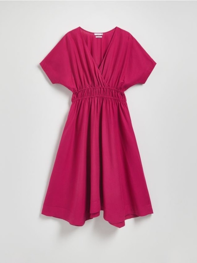 Sukienka z lnem - fuksja
