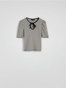 Bluzka z bufkami - granatowy