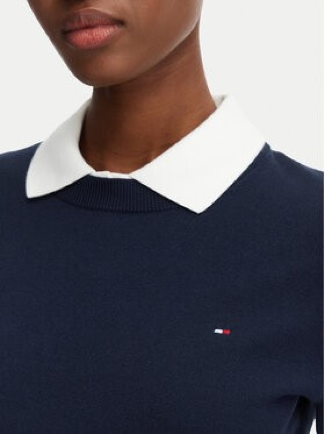 Tommy Hilfiger Sweter Cable Fine WW0WW44984 Granatowy Regular Fit