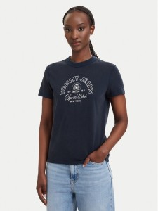 Tommy Jeans T-Shirt Heritage Logo DW0DW22816 Granatowy Regular Fit