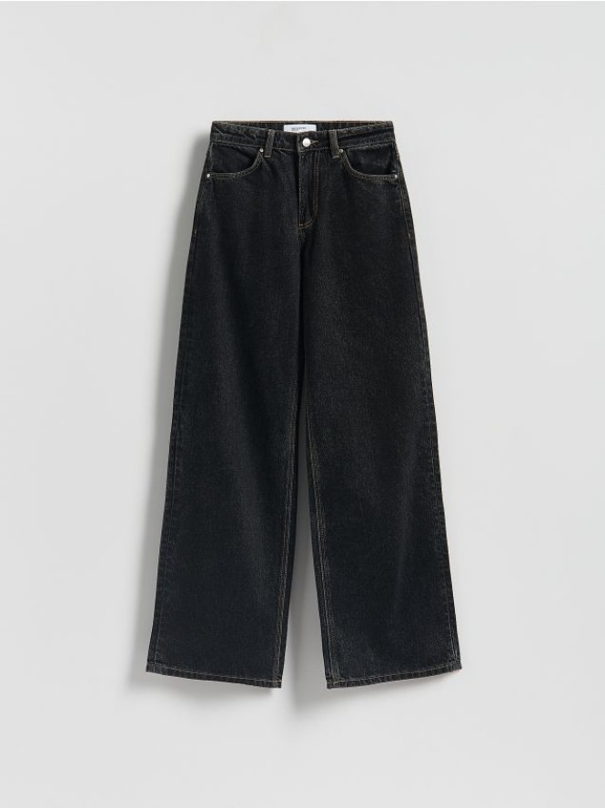Jeansy wide leg z wysokim stanem - szary