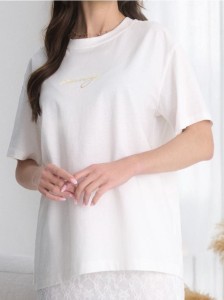 Koszulka z owocowym nadrukiem na plecach - kremowy