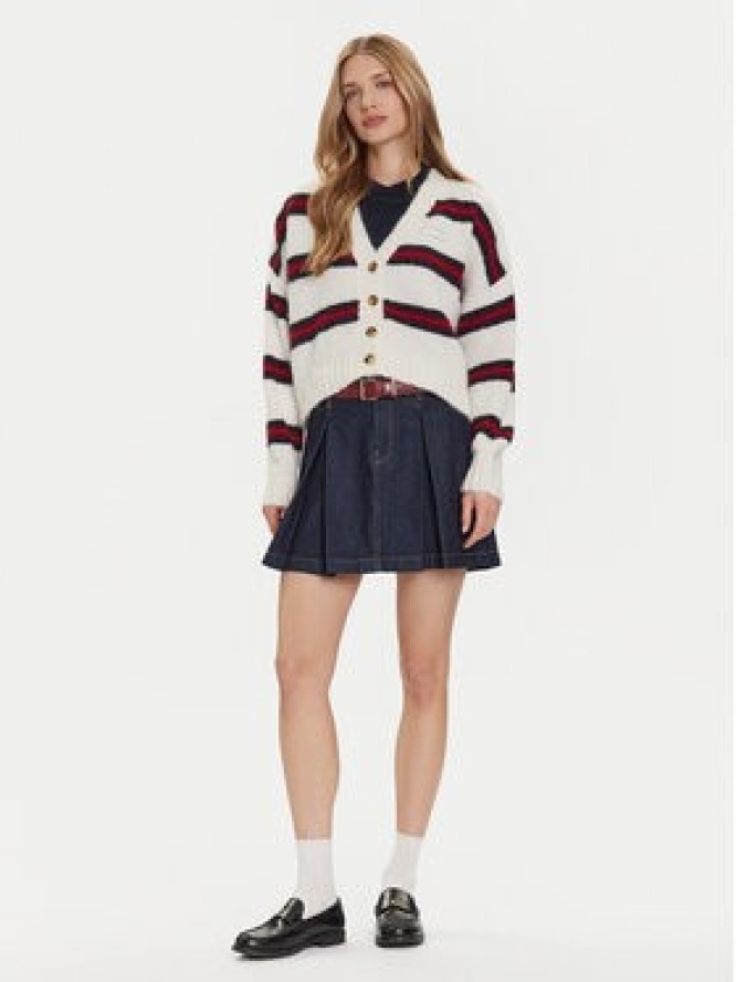 Tommy Jeans Kardigan Badge DW0DW21678 Écru Relaxed Fit