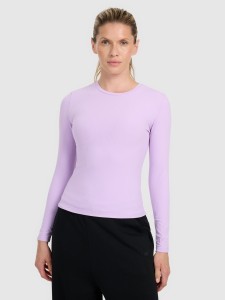 4F Longsleeve slim z prążkowanej dzianiny damski - fioletowy M