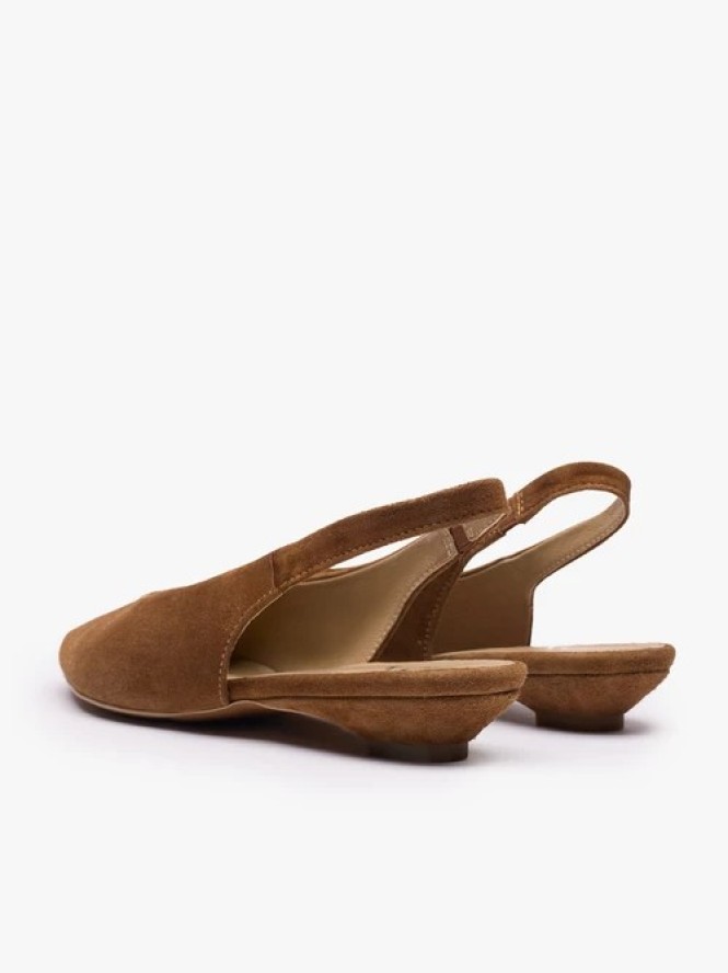 Brązowe czółenka slingback w szpic