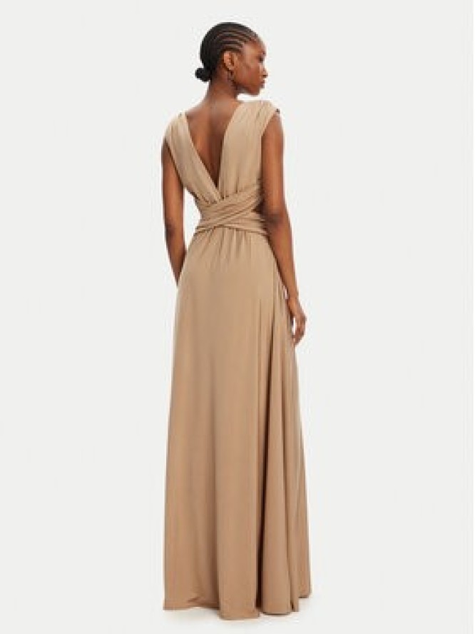 ACCESS FASHION Sukienka wieczorowa 53-3389-391 Beżowy Slim Fit