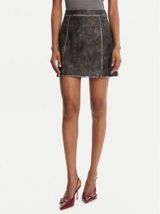 Guess Spódnica z imitacji skóry W5YD46 WHDI0 Szary Regular Fit