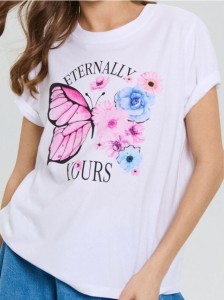 Koszulka z nadrukiem motyla - biały
