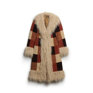 Damski długi płaszcz Superdry Afghan Patchwork