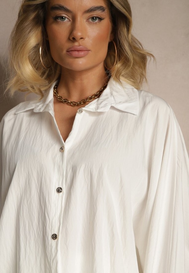 Biała Koszula z Wiskozą w Stylu Nietoperza Sonarielia