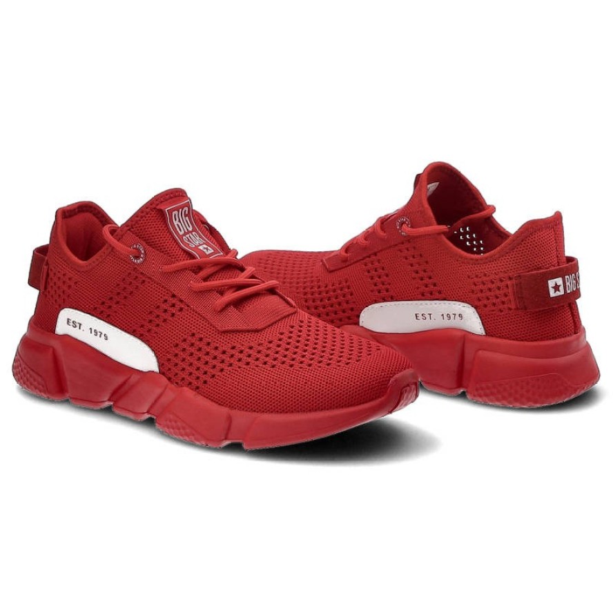 Sneakersy damskie Big Star, z przewiewną tekstylną cholewką i amortyzującą podeszwą, czerwone, JJ274270