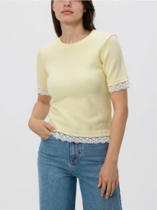 Sweter z dodatkiem wełny - jasnożółty